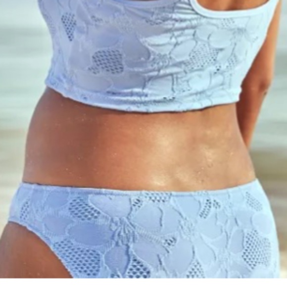 AERIE Jacquard Longline Bikini Bottoms Monaco Blue XL - Picture 3 of 11